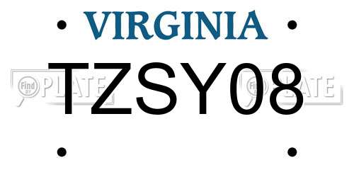 TZSY08 Virginia License Plate