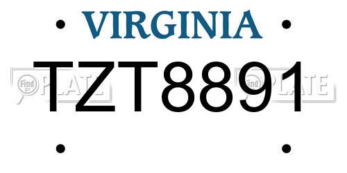 TZT8891 Virginia License Plate