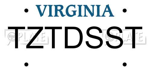 TZTDSST Virginia License Plate
