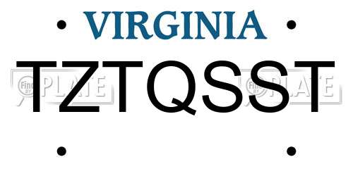 TZTQSST Virginia License Plate