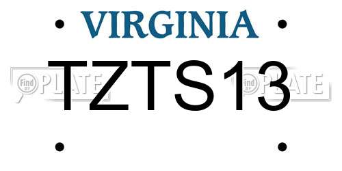 TZTS13 Virginia License Plate