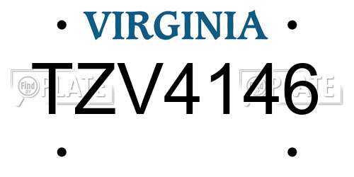 TZV4146 Virginia License Plate