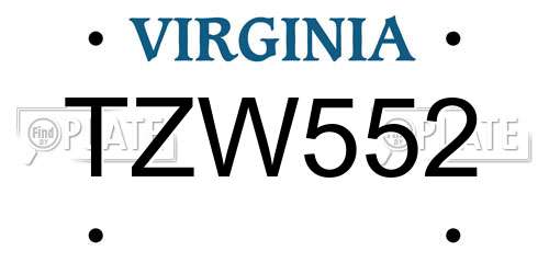 TZW552 Virginia License Plate