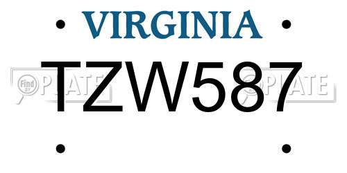 TZW587 Virginia License Plate