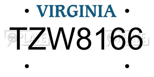 TZW8166 Virginia License Plate
