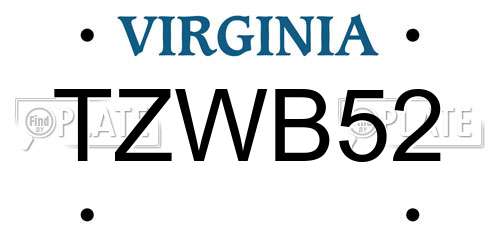 TZWB52 Virginia License Plate