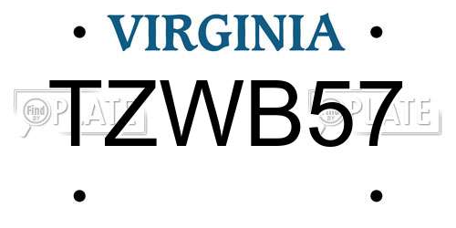 TZWB57 Virginia License Plate