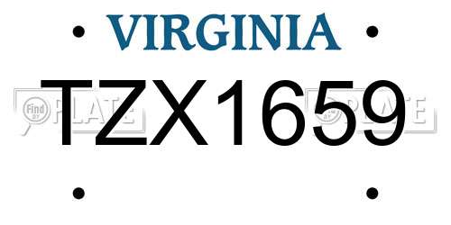TZX1659 Virginia License Plate