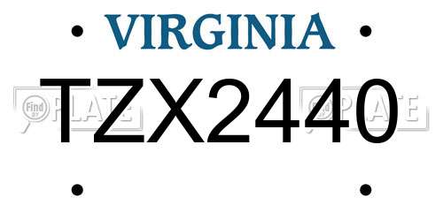 TZX2440 Virginia License Plate