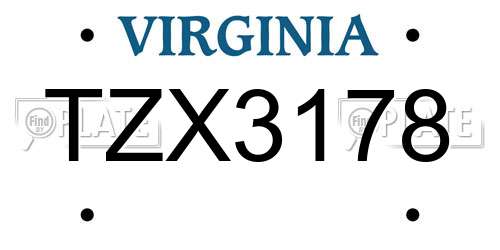 TZX3178 Virginia License Plate