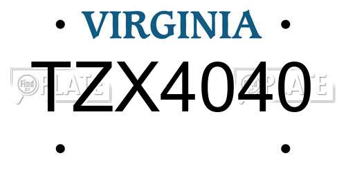 TZX4040 Virginia License Plate