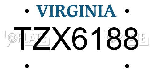 TZX6188 Virginia License Plate
