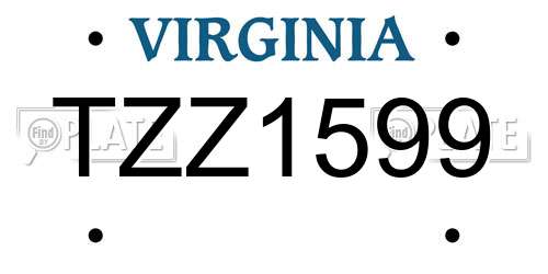 TZZ1599 Virginia License Plate