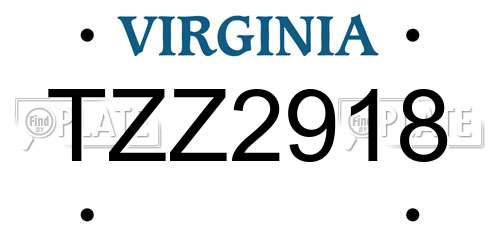 TZZ2918 Virginia License Plate