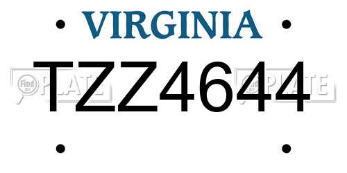 TZZ4644 Virginia License Plate