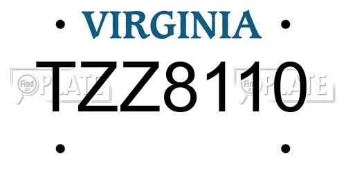TZZ8110 Virginia License Plate