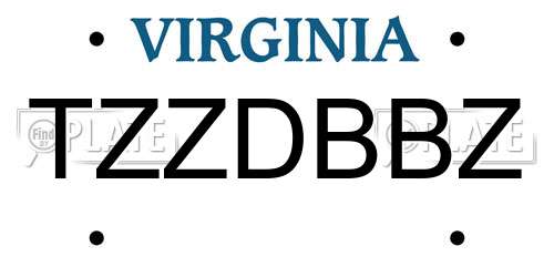 TZZDBBZ Virginia License Plate