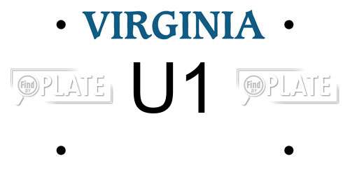U1 Virginia License Plate