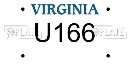 U166 Virginia License Plate
