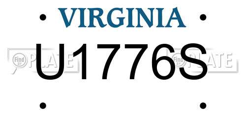 U1776S Virginia License Plate