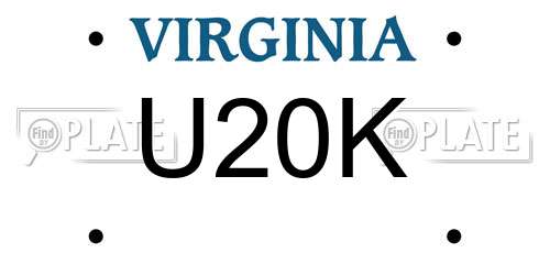 U20K Virginia License Plate