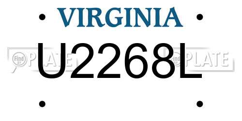 U2268L Virginia License Plate