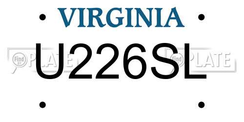U226SL Virginia License Plate