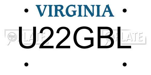 U22GBL Virginia License Plate