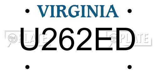 U262ED Virginia License Plate
