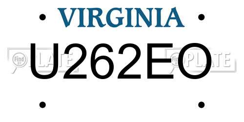 U262EO Virginia License Plate