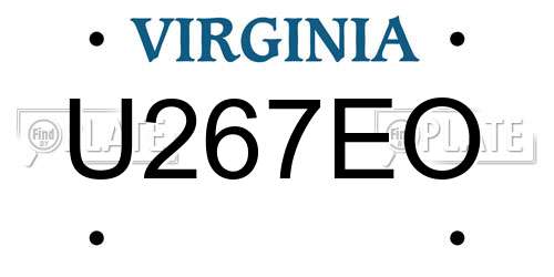 U267EO Virginia License Plate