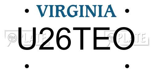U26TEO Virginia License Plate