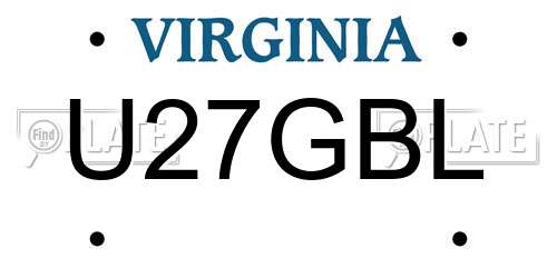 U27GBL Virginia License Plate