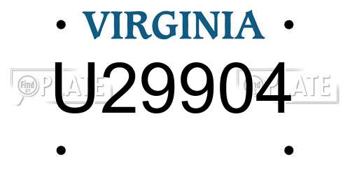 U29904 Virginia License Plate