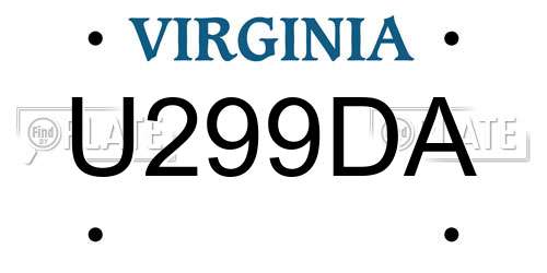 U299DA Virginia License Plate