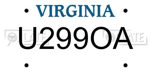 U299OA Virginia License Plate