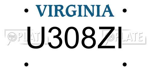 U308ZI Virginia License Plate