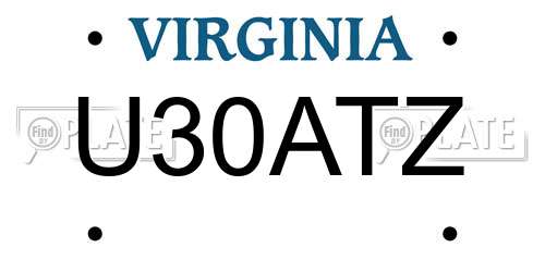 U30ATZ Virginia License Plate