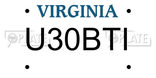 U30BTI Virginia License Plate