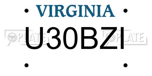 U30BZI Virginia License Plate