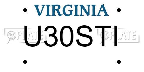 U30STI Virginia License Plate