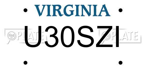 U30SZI Virginia License Plate