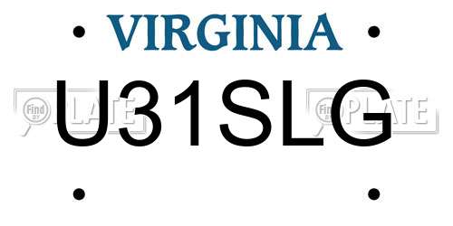 U31SLG Virginia License Plate