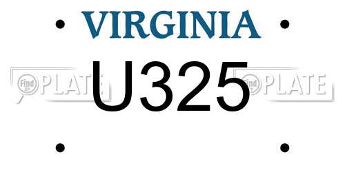 U325 Virginia License Plate