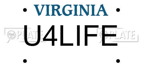 U4LIFE Virginia License Plate