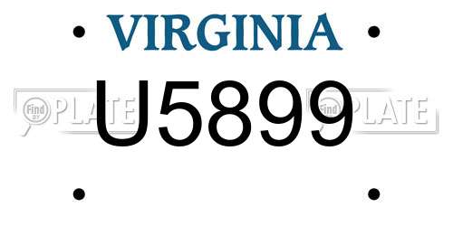 U5899 Virginia License Plate
