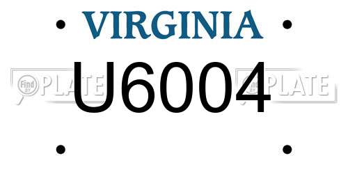 U6004 Virginia License Plate