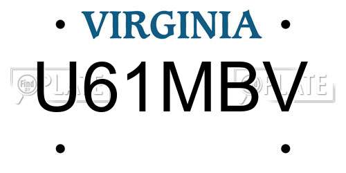 U61MBV Virginia License Plate