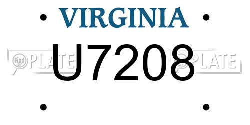 U7208 Virginia License Plate