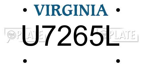 U7265L Virginia License Plate